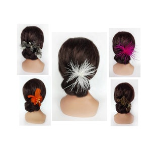 Feather hair pin hat wedding bride