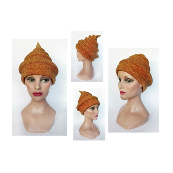 Chapeau femme hiver bonnet lutin, fait-main toque polaire