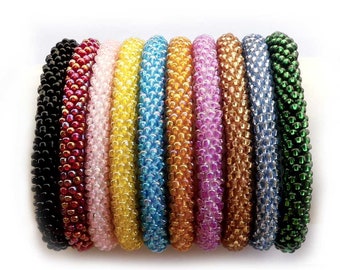 Crochet bead bracelet, beaded bracelet jewelry, stacking bracelet, yoga bracelet
