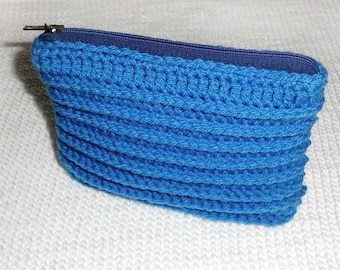 Cell phone pouch, cosmetic bag, crochet coin purse with zipper