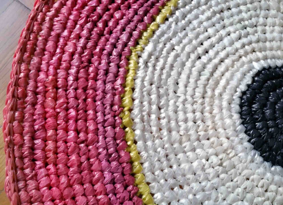 Red Evil Eye Floor Mat, Plastic Bag Rug, Crochet Carpet Plarn Etsy UK