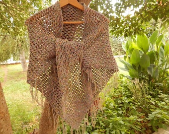 Easy crochet shawl pdf pattern, ladder yarn wrap for women