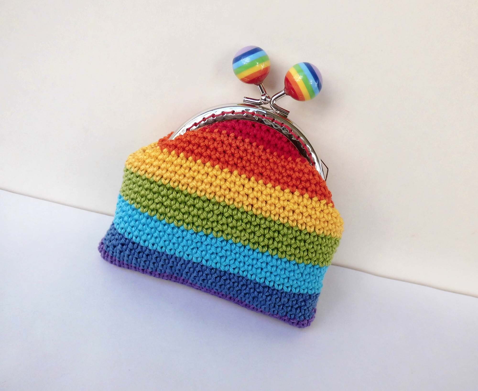 Rainbow Coin Purse Crochet Gift for Her Bag Etsy