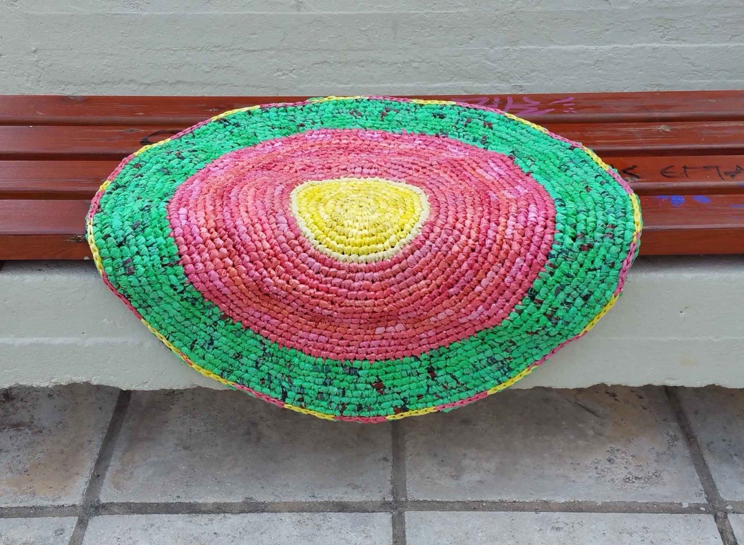Crochet Rug Plastic Bag Carpet Bullseye Etsy