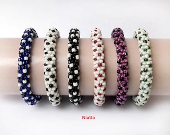 Seed Bead Crochet Bracelet, Handmade Beaded Cuff, Vegan Jewelry