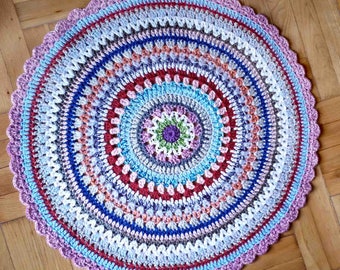 Mandala chair cover, crochet seat pad, bar stool cover