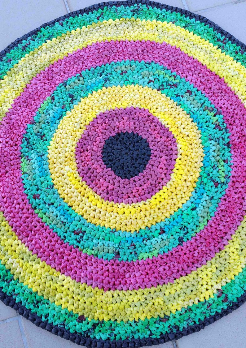 Bullseye Rug Plastic Bag Crochet Carpet Plarn Etsy