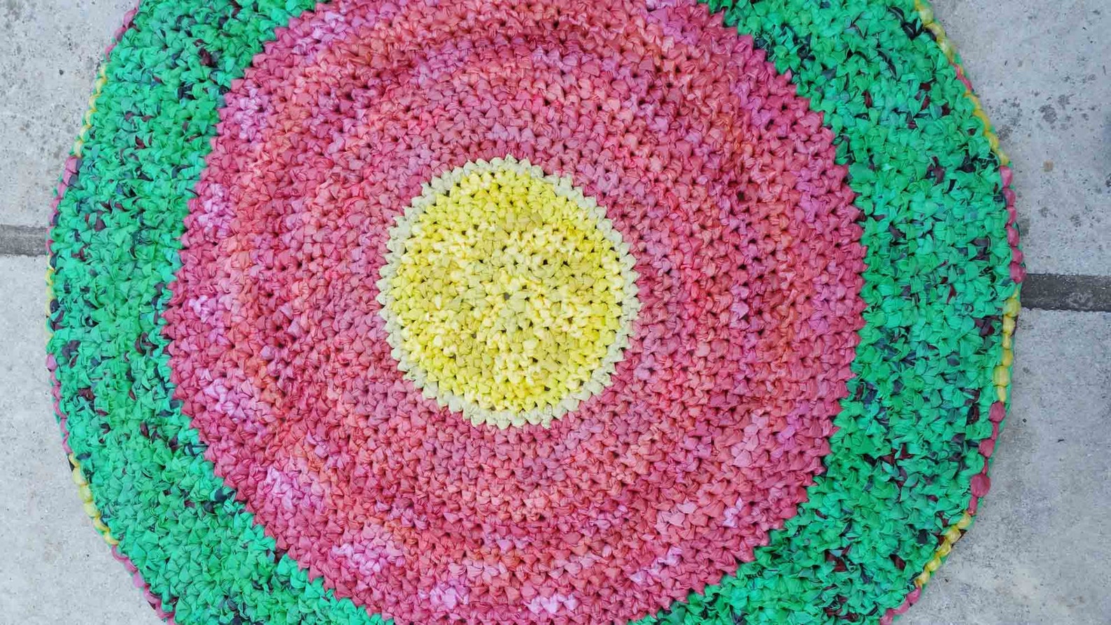 Crochet Rug Plastic Bag Carpet Bullseye Etsy