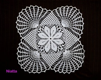 Square White Doily, Crochet Wedding Gift, Handmade Centerpiece, Star Doily