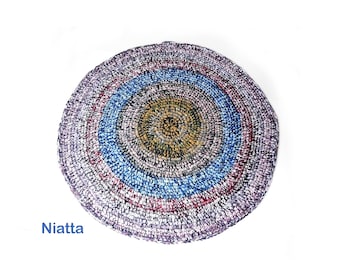 Handwoven Colorful Round Rug: Crochet Wool Accent Mat (29 inch)
