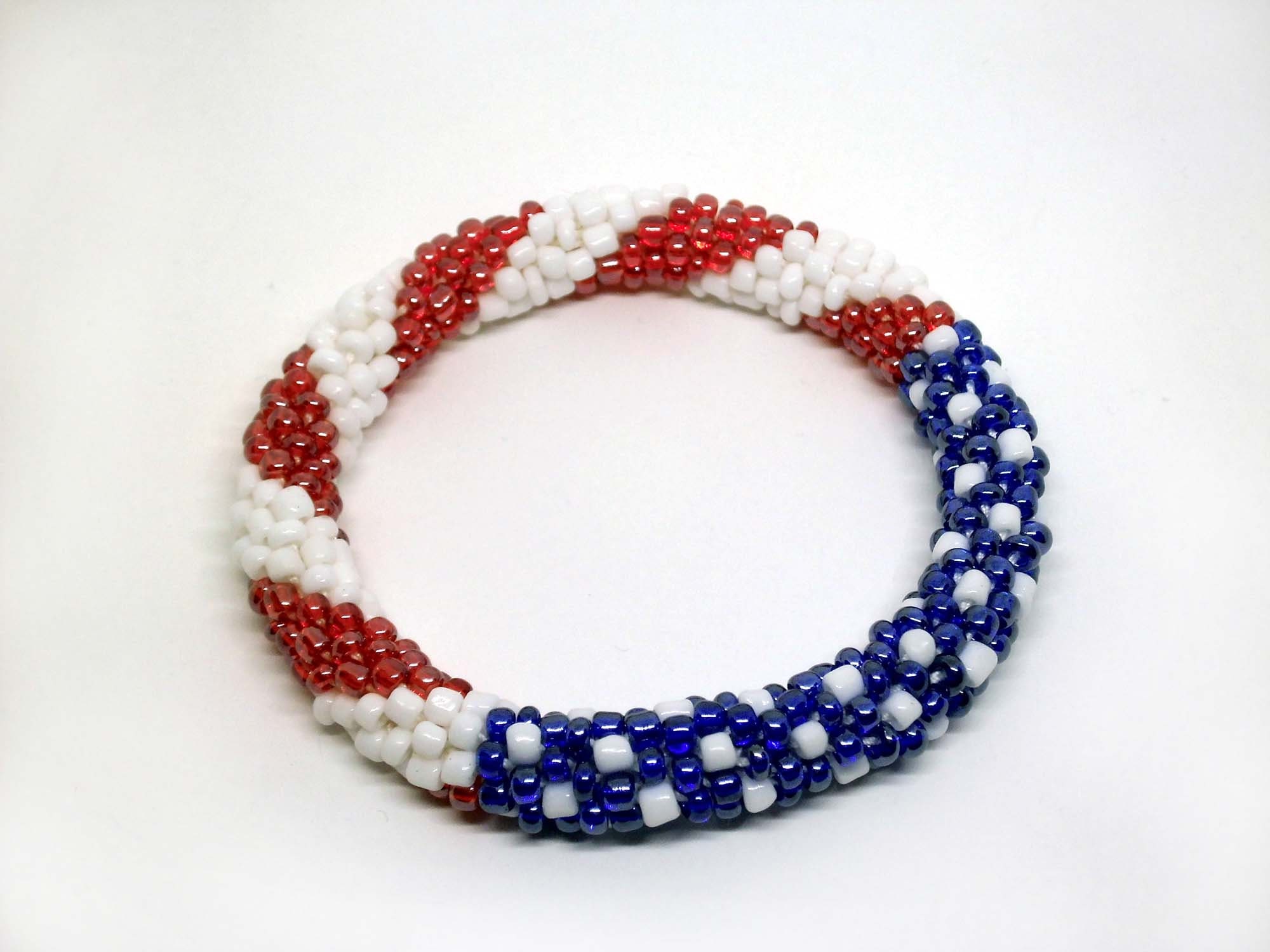 Assorted American Flag Friendship Beads Bracelet Jewelry