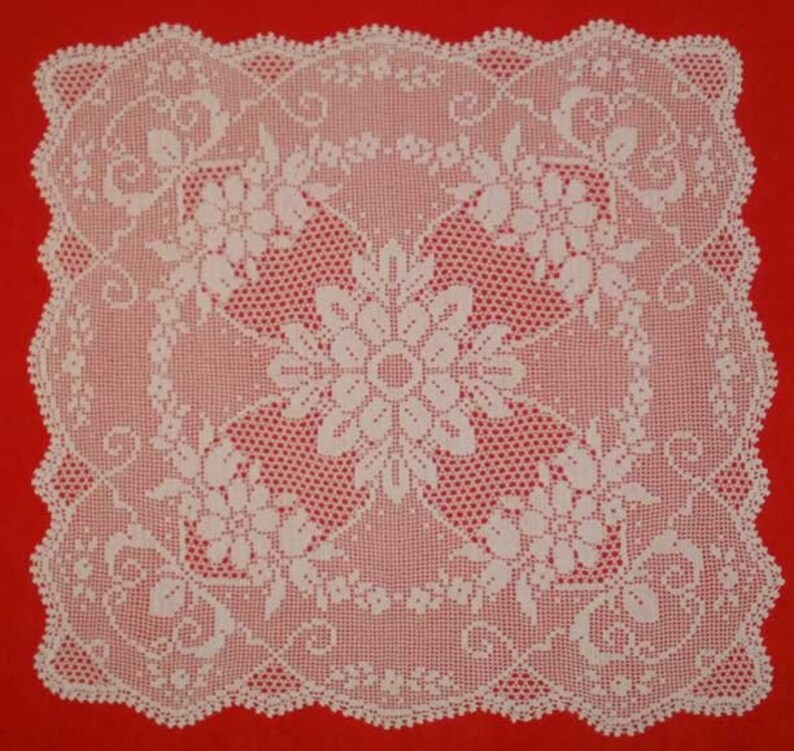 Square Tablecloth Pattern Vintage Crochet Doily Filet Etsy