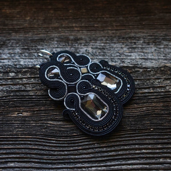 Black soutache earrings ! orecchini soutache,Boucles d'oreilles soutache