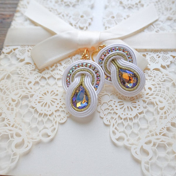 Blink Blink wedding earrings soutache, white earrings, bridal earrings, soutache earrings ! boucles d'oreilles soutache,orecchini soutache,