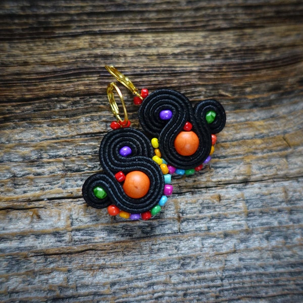 Colorful etnic soutache earrings ! orecchini soutache,Boucles d'oreilles soutache