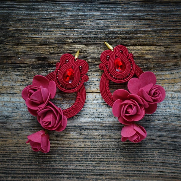 Flamenco dancer-  soutache earrings, orecchini soutache,boucles d'oreilles soutache