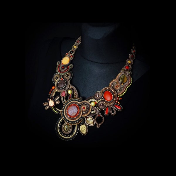 Autumn Garden - Collana soutache elegante e unica! OOAK, collana soutache, collier soutache,