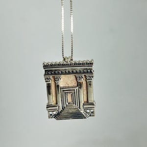 Sterling 925 Silver Jerusalem Temple Pendant with Kabbalah Blessing, Spiritual Protection and Strength ,  perfect gift also with 45cm chain