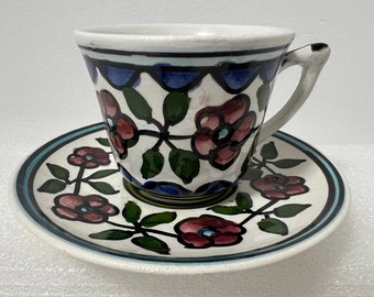 Handmade High Quality Palestinian Floral Cup and Saucer - A08
