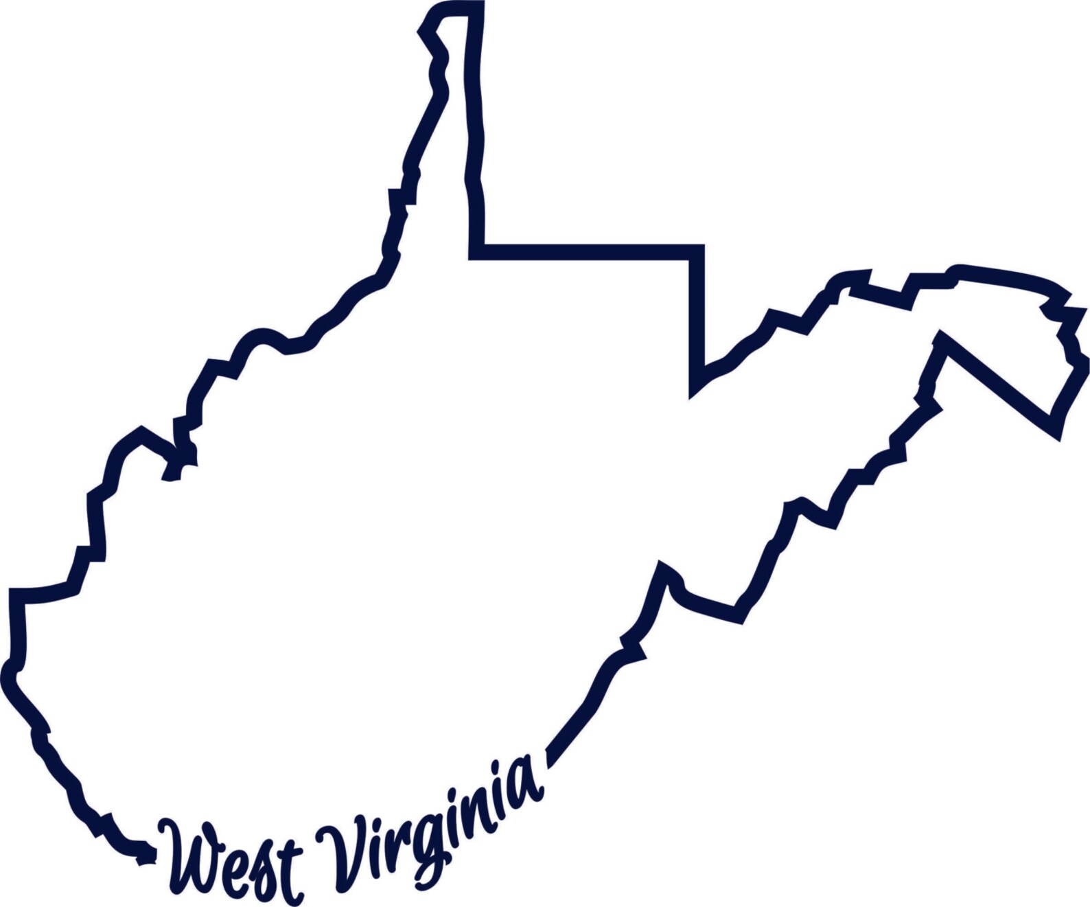 WV West Virginia Outline State Script Words One Color SVG Etsy