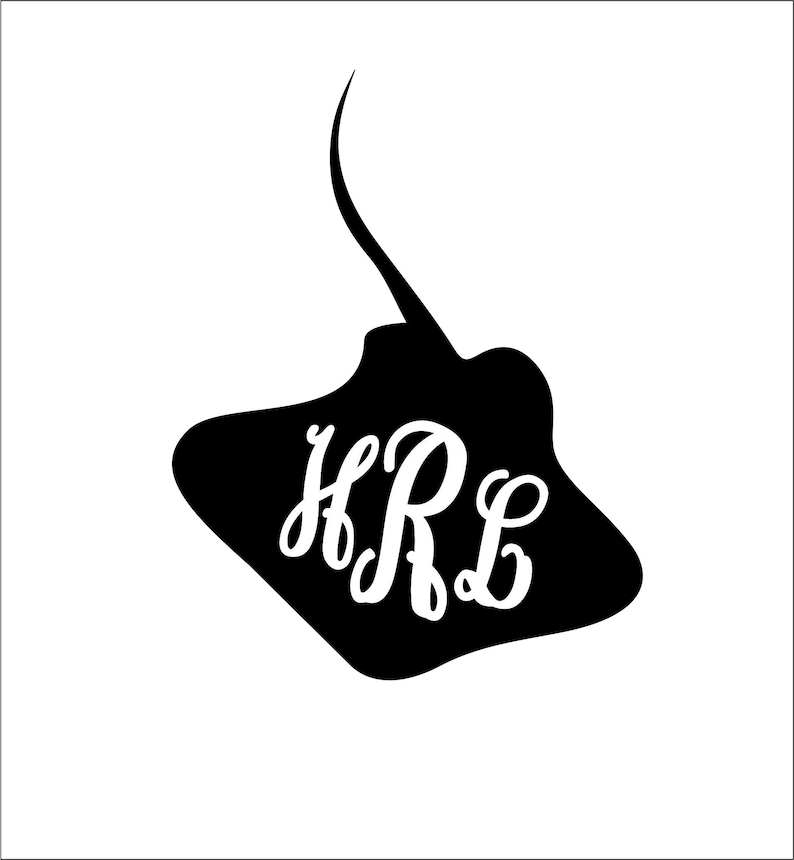 sting ray silhouette monogram frame SVG instant digital download cutting file for tshirt making decals epoxy cups glitter cups