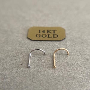 14K Solid Gold 1mm Round Flat Screw Nose Studs -14K Solid Gold