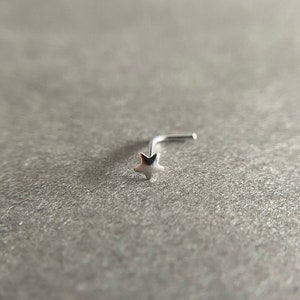 Silver Star Nose Studs/ L Shape Nose Stud - Sterling Silver [NOS1020-L-3D]