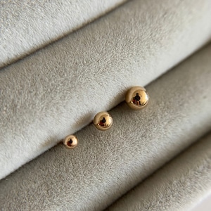 SCREW BACK/One Single Stud/14K Solid Gold Tiny Ball Stud Earrings - 14K Solid Gold