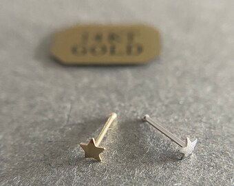 Sterling Silver NOG1007-Bone Set of Two Gold Tiny 1.5mm or 2mm CZ Nose Studs