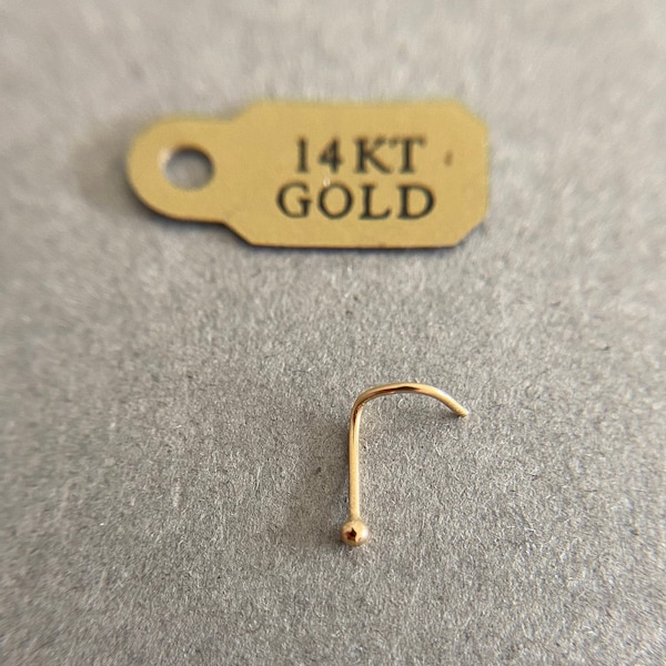 14K Solid Gold 1.5mm Dot Ball Screw Nose Studs -14K Solid Gold