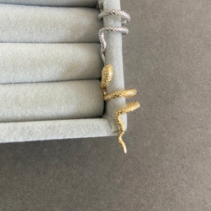 Sterling Silver Line Snake Ear Cuff, No Pierce Ear Cuff - Sterling Silver