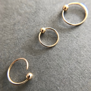 Gold Filled / Knorpel Creolen , Helix Creolen mit Kugel, Knorpel Piercing, Helix Piercing - Gold Filled