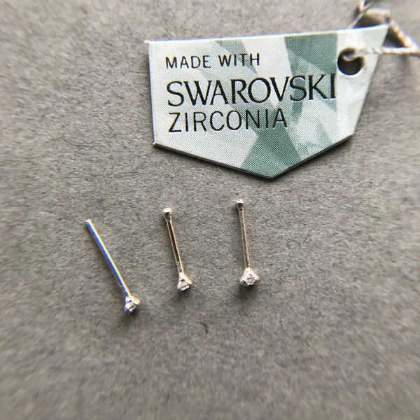 Swarovski Silver Nose Bone Stud 1.5mm- Sterling Silver