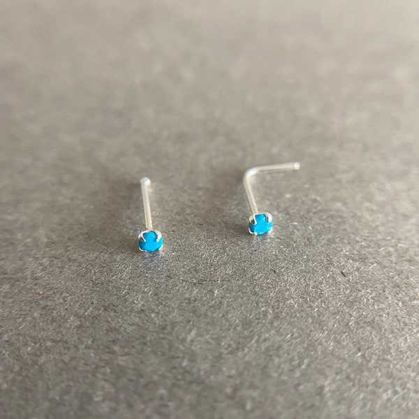 Genuine Turquoise Tiny 2mm Nose Bone Nose Stud - Sterling Silver