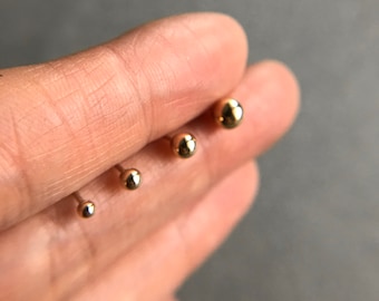 One Single Stud/14K Solid Yellow Gold Tiny Dot Ball Stud Earrings 2mm,3mm,4mm,5mm-14K Solid Gold