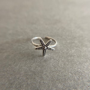 Silver Vintage Starfish Open Toe Ring - Sterling Silver