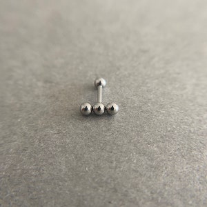 Silver Ball Bar Ear Piercing,Cartilage Earring,Helix Auricle Lobe,Ear Stud Barbell-Surgical Steel