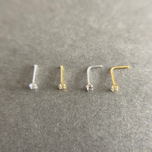 2Pieces/Tiny 2mm Clear CZ Nose Stud-Sterling Silver