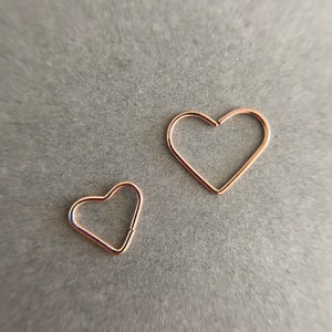 Rose Gold Heart Ear Piercing, Ring Piercing, Helix/Cartilage Piercing - Surgical Steel