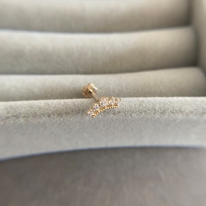 14K Solid Gold / Tiara Crown Ear Piercing,Cartilage Earring,Helix Auricle Lobe,Ear Stud Barbell-14K Solid Gold