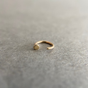 14K Solid Gold Tiny Circle Hugging Hoop Earring, Cartilage Earring - 14K Solid Gold