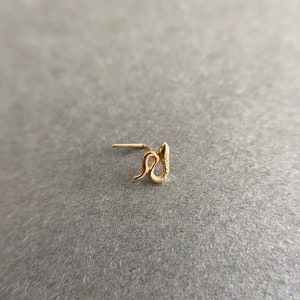 14K Solid Gold Snake L Shaped Nose Studs -14K Solid Gold