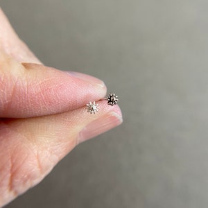 Silver Sunburst Nose Studs - Sterling Silver