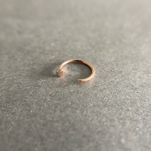 Rose Gold Tiny Circle Open Hoop Cartilage Earring - Sterling Silver