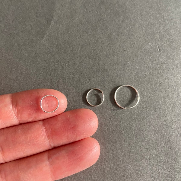 thumbnail image 2 of 8mm 925 Sterling Silver Thin Nose Ring Hoop - 22 Gauge (0.6mm) Small 2 of 4