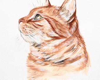 In opdracht handgeschilderd huisdier portret originele kunst aan de muur, pet portrait,  dieren kunst, schilderij, waterverf, illustratie