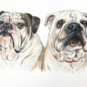 Retrato de mascota personalizado, con 2 perros, regalo de aniversario para él, acuarela de perros, retrato de perro personalizado, arte de mascota personalizado, mascota pintada a mano,