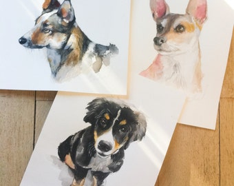 HANDPAINTED PET PORTRAIT, Dog portrait, custom pet painting, custom pet portrait, dog cat watercolor, pet watercolour, dog portrait