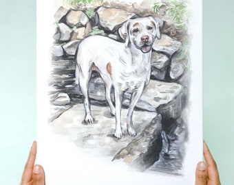 Custom PET PAINTING, with BACKGROUND Dog portrait, custom pet painting, custom pet portrait, dog cat watercolor,