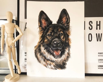 HAND PAINTED PET portrait, Watercolor, mixed media, pet painting, custom pet portrait, dog cat watercolor, pet watercolour, dog portrait